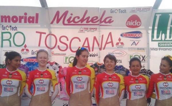 This photo of a women's pro cycling team from Colombia raised both eyebrows and the question of who designed the uniforms. One of the team's riders reportedly created the design. This photo of a women's pro cycling team from Colombia raised both eyebrows and the question of who designed the uniforms. One of the team's riders reportedly created the design.