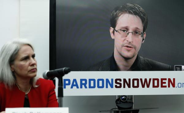 Edward Snowden speaks in September via video link from Moscow during a news conference with Human Rights Watch to call upon President Obama to pardon Snowden before leaving office. Edward Snowden speaks in September via video link from Moscow during a news conference with Human Rights Watch to call upon President Obama to pardon Snowden before leaving office.