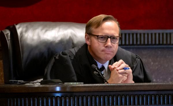 Judge Thad Balkman listens to statements from the defense during a hearing last month in Norman, Okla. Judge Thad Balkman listens to statements from the defense during a hearing last month in Norman, Okla.