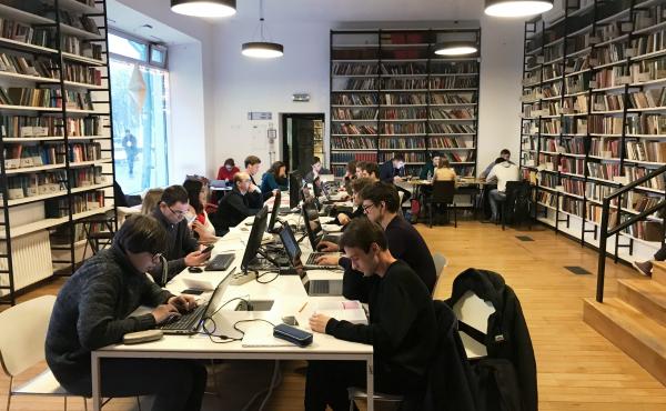 Moscow's Fyodor Dostoevsky Library was renovated in 2013 and now sees some 500 visitors a day, up from just a dozen or so per day in earlier years. The library hosts language clubs, readings, lectures and concerts. Moscow's Fyodor Dostoevsky Library was renovated in 2013 and now sees some 500 visitors a day, up from just a dozen or so per day in earlier years. The library hosts language clubs, readings, lectures and concerts.