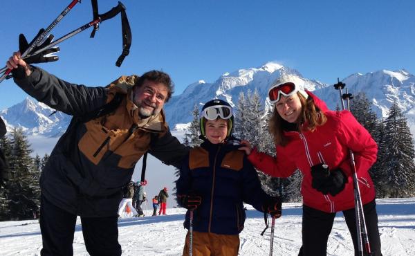 NPR Paris correspondent Eleanor Beardsley with her husband, Ulysse Gosset, and son, Maxime, on a ski vacation in the Alps in February. When she first moved to France, Beardsley enjoyed the frequent holidays. But combined with many school breaks, she and o NPR Paris correspondent Eleanor Beardsley with her husband, Ulysse Gosset, and son, Maxime, on a ski vacation in the Alps in February. When she first moved to France, Beardsley enjoyed the frequent holidays. But combined with many school breaks, she and o