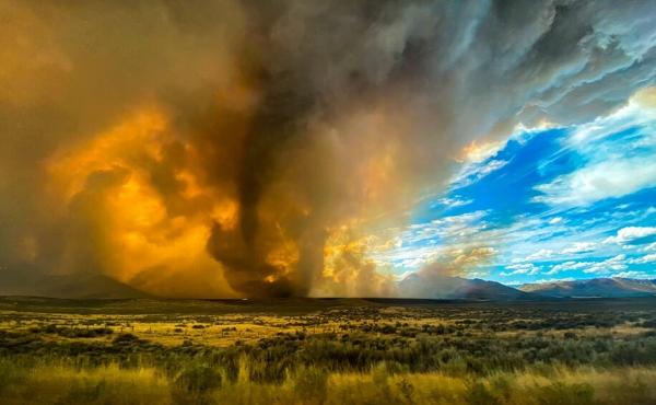 A funnel appears in a thick plume of smoke from the Loyalton Fire last month in Lassen County, Calif. It is one of many wildfires to have hit the state recently. A funnel appears in a thick plume of smoke from the Loyalton Fire last month in Lassen County, Calif. It is one of many wildfires to have hit the state recently.