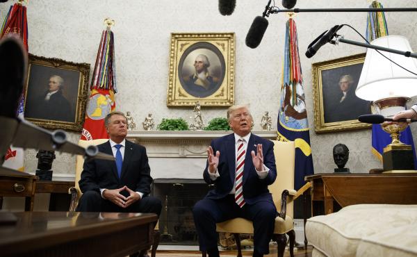 President Trump spoke during a meeting with Romanian President Klaus Iohannis in the Oval Office. He has softened his position on background checks since earlier this month. President Trump spoke during a meeting with Romanian President Klaus Iohannis in the Oval Office. He has softened his position on background checks since earlier this month.