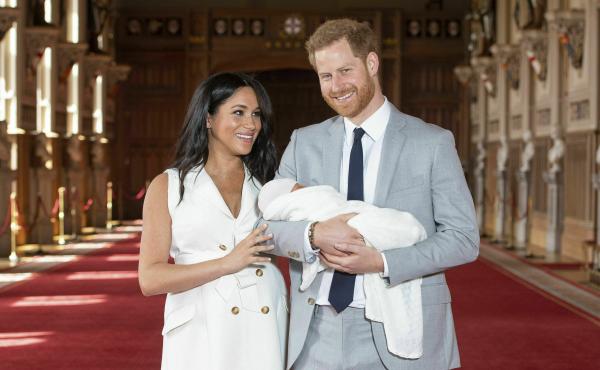 Britain's Prince Harry and Meghan, Duke and Duchess of Sussex, hold their newborn son in St. George's Hall at Windsor Castle on Wednesday. Archie Harrison Mountbatten-Windsor was born Monday morning. Britain's Prince Harry and Meghan, Duke and Duchess of Sussex, hold their newborn son in St. George's Hall at Windsor Castle on Wednesday. Archie Harrison Mountbatten-Windsor was born Monday morning.