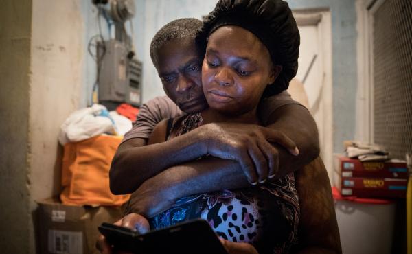 A month after Hurricane Dorian devastated the Bahamas, Sherrine Petit Homme LaFrance gets a hug from husband Ferrier Petit Homme. The storm destroyed their home on Grand Abaco Island. They are now living with China Laguerre in Nassau. A month after Hurricane Dorian devastated the Bahamas, Sherrine Petit Homme LaFrance gets a hug from husband Ferrier Petit Homme. The storm destroyed their home on Grand Abaco Island. They are now living with China Laguerre in Nassau.