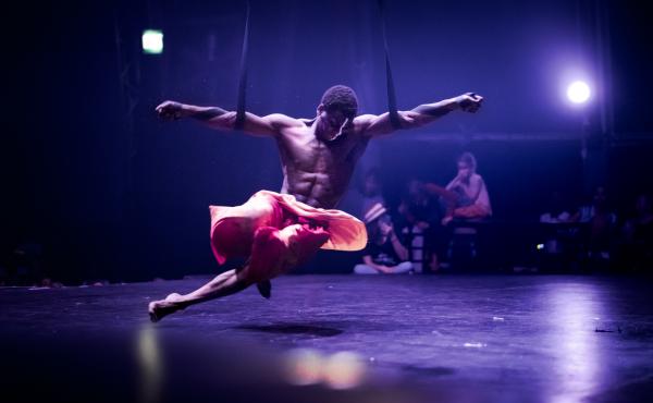 Phelelani Ndakrokra completes an aerial act at a Zip Zap circus show in Cape Town, South Africa. Phelelani Ndakrokra completes an aerial act at a Zip Zap circus show in Cape Town, South Africa.