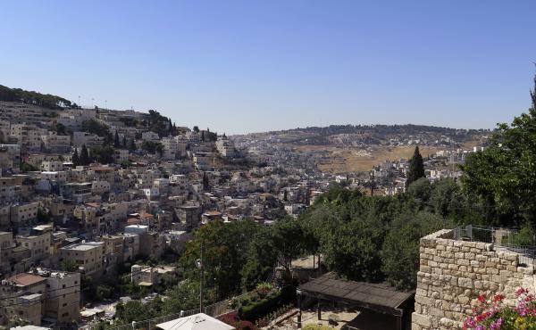 A view of the Silwan neighborhood from the City of David park, with the al-Bustan area at the bottom of the valley. A view of the Silwan neighborhood from the City of David park, with the al-Bustan area at the bottom of the valley.