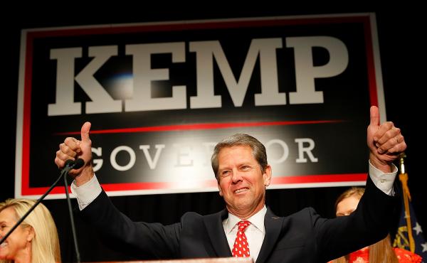 Then-Georgia Secretary of State, and Republican nominee for governor, Brian Kemp attends an election night event in Athens, Georgia. As secretary of state, Kemp was charged with overseeing the election logistics for the election he was running in. Then-Georgia Secretary of State, and Republican nominee for governor, Brian Kemp attends an election night event in Athens, Georgia. As secretary of state, Kemp was charged with overseeing the election logistics for the election he was running in.