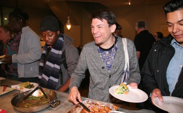 Jesse Valles, far right, and Isaac Apodaca, center, get in line for the free Sunday dinners offered at the Rebel and Divine church, a congregation in Phoenix that aims to help at-risk youth, many of whom are homeless and transgender. Jesse Valles, far right, and Isaac Apodaca, center, get in line for the free Sunday dinners offered at the Rebel and Divine church, a congregation in Phoenix that aims to help at-risk youth, many of whom are homeless and transgender.