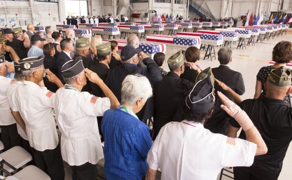 North Korea returned 55 boxes of presumed U.S. remains last summer, following a summit between President Trump and North Korea's Kim Jong Un. But that effort has now stalled, along with relations between the two countries. North Korea returned 55 boxes of presumed U.S. remains last summer, following a summit between President Trump and North Korea's Kim Jong Un. But that effort has now stalled, along with relations between the two countries.