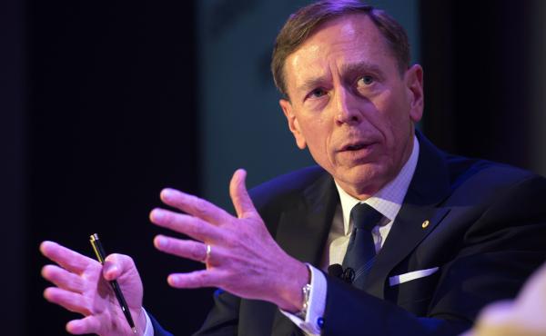 Retired Gen. David Petraeus warned the U.S. not to be complacent in protecting its place in the world order Wednesday. He's seen here in a photo from last summer. Retired Gen. David Petraeus warned the U.S. not to be complacent in protecting its place in the world order Wednesday. He's seen here in a photo from last summer.