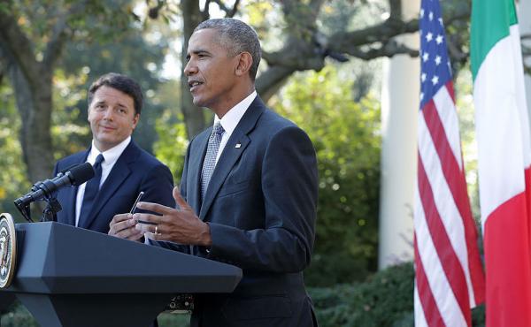 President Obama and Italian Prime Minister Matteo Renzi participate in a joint news conference in the White House Rose Garden on Tuesday. President Obama and Italian Prime Minister Matteo Renzi participate in a joint news conference in the White House Rose Garden on Tuesday.