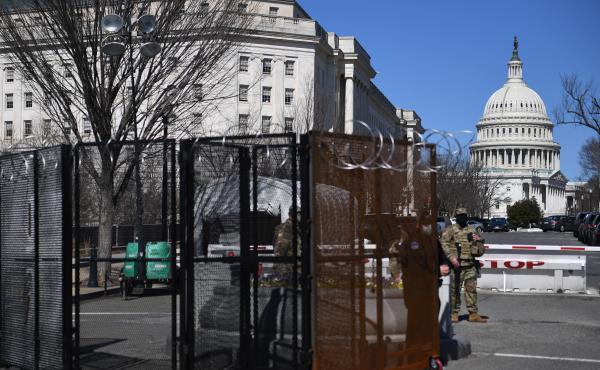 Members of the National Guard patrol near the U.S. Capitol in March in Washington. Members of the National Guard patrol near the U.S. Capitol in March in Washington.