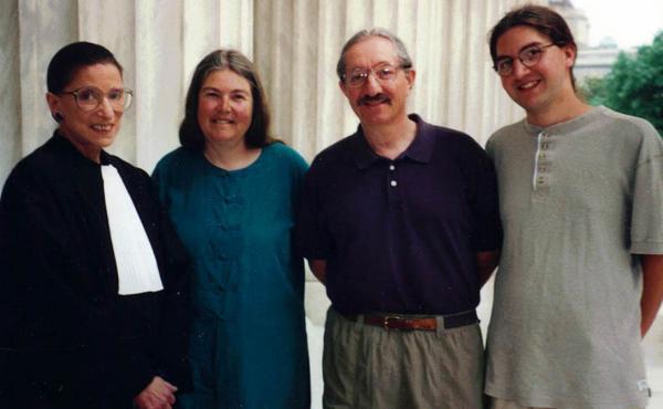 Sharron Cohen (second from left) with her husband David Cohen, and son Nathan Cohen with Supreme Court Justice Ruth Bader Ginsburg on the steps of the Supreme Court building in 1999. Sharron Cohen (second from left) with her husband David Cohen, and son Nathan Cohen with Supreme Court Justice Ruth Bader Ginsburg on the steps of the Supreme Court building in 1999.