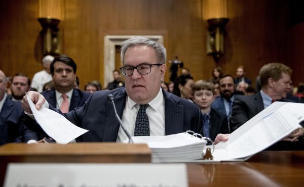 Andrew Wheeler arrives Wednesday to testify at a Senate Environment and Public Works Committee hearing to be the administrator of the Environmental Protection Agency. Andrew Wheeler arrives Wednesday to testify at a Senate Environment and Public Works Committee hearing to be the administrator of the Environmental Protection Agency.