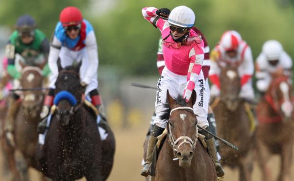 Jockey Flavien Prat, #6, riding Rombauer, celebrates as he wins the 146th running of the Preakness Stakes at Pimlico Race Course on Saturday in Baltimore. Jockey Flavien Prat, #6, riding Rombauer, celebrates as he wins the 146th running of the Preakness Stakes at Pimlico Race Course on Saturday in Baltimore.