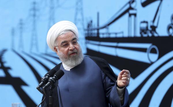 In a photo released by the official website of the office of the Iranian Presidency, President Hassan Rouhani speaks at a conference in Tehran, on Monday. In a photo released by the official website of the office of the Iranian Presidency, President Hassan Rouhani speaks at a conference in Tehran, on Monday.