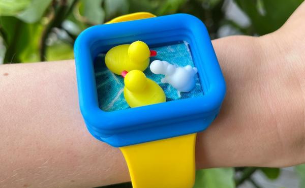 When you check one of the watches made by Kevin Bertolero, you'll find tiny magnetic ducks instead of the time. When you check one of the watches made by Kevin Bertolero, you'll find tiny magnetic ducks instead of the time.