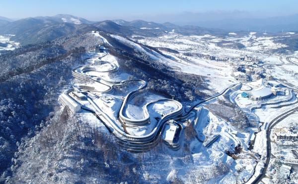 An undated aerial photo of the Olympic venues in PyeongChang, South Korea. An undated aerial photo of the Olympic venues in PyeongChang, South Korea.