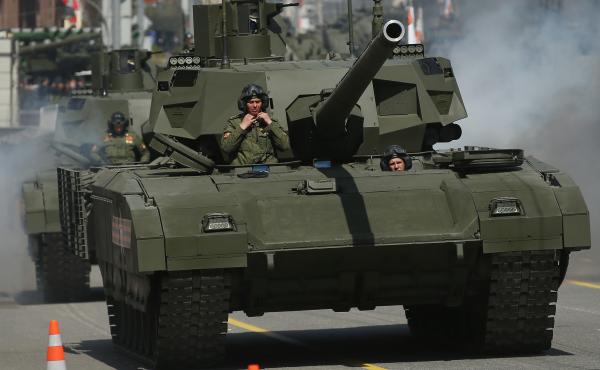 Russian Army T-14 Armata tanks drive towards Red Square to participate in the annual Victory Day Parade. Russian Army T-14 Armata tanks drive towards Red Square to participate in the annual Victory Day Parade.