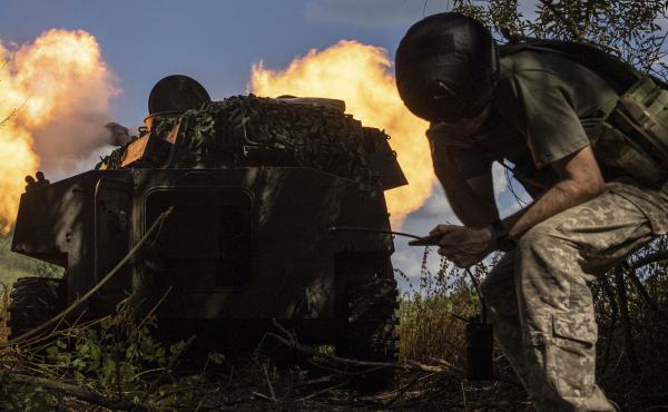 Ukrainian artillery shoots towards Russian forces at a frontline in Kharkiv region, Ukraine, Wednesday, July 27, 2022. Ukrainian artillery shoots towards Russian forces at a frontline in Kharkiv region, Ukraine, Wednesday, July 27, 2022.