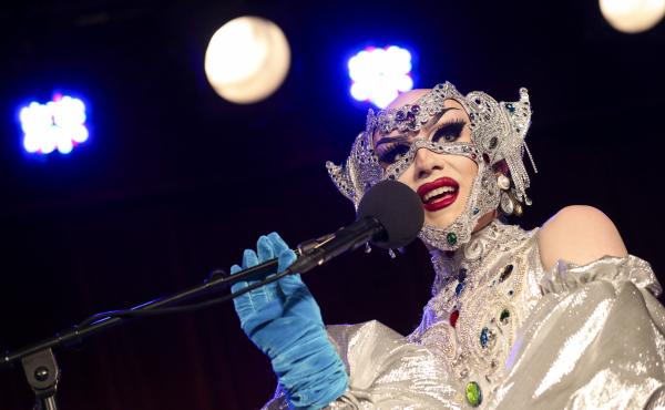 Sasha Velour appears on Ask Me Another at the Bell House in Brooklyn, New York Sasha Velour appears on Ask Me Another at the Bell House in Brooklyn, New York