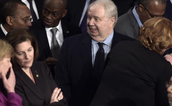 Russian Ambassador Sergey Kislyak arrives before President Trump's address to a joint session of Congress on Tuesday. Russian Ambassador Sergey Kislyak arrives before President Trump's address to a joint session of Congress on Tuesday.
