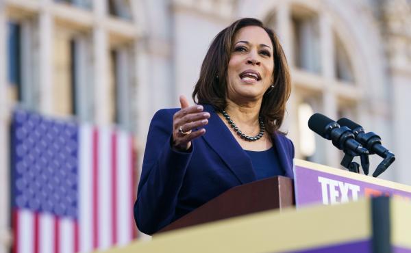 Sen. Kamala Harris, D-Calif., at an Oakland, Calif., campaign rally this week. Harris says she backs a single-payer health system, but she hasn't yet offered details on how she would finance that plan. Sen. Kamala Harris, D-Calif., at an Oakland, Calif., campaign rally this week. Harris says she backs a single-payer health system, but she hasn't yet offered details on how she would finance that plan.