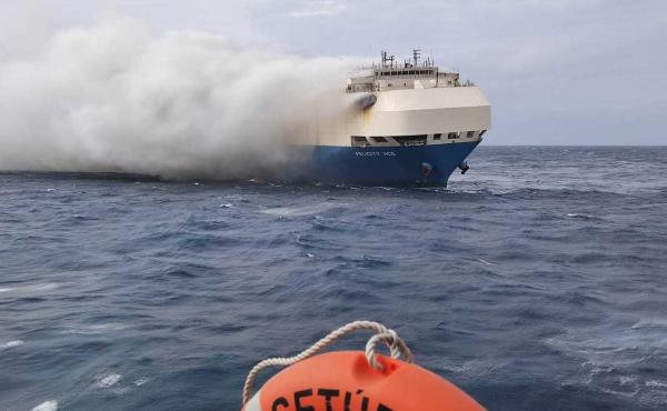 Smoke billows from the burning Felicity Ace car-transport ship as seen from a Portuguese navy vessel southeast of the mid-Atlantic Portuguese Azores islands. The large cargo vessel carrying cars from Germany to the U.S. sank in the mid-Atlantic 13 days af Smoke billows from the burning Felicity Ace car-transport ship as seen from a Portuguese navy vessel southeast of the mid-Atlantic Portuguese Azores islands. The large cargo vessel carrying cars from Germany to the U.S. sank in the mid-Atlantic 13 days af