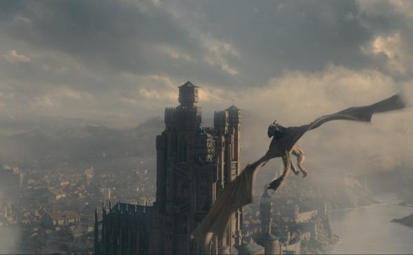 Red Keepin' it 100: A dragon flies over King's Landing on House of the Dragon. Red Keepin' it 100: A dragon flies over King's Landing on House of the Dragon.