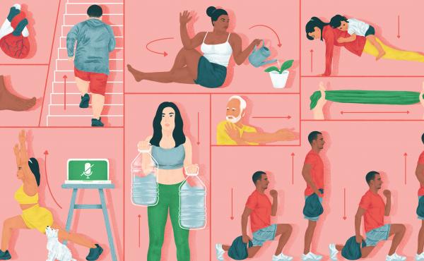 Add five-minute stints of fun and easy exercise to your day at home by working with what's around you, says trainer Molly McDonald. Add five-minute stints of fun and easy exercise to your day at home by working with what's around you, says trainer Molly McDonald.