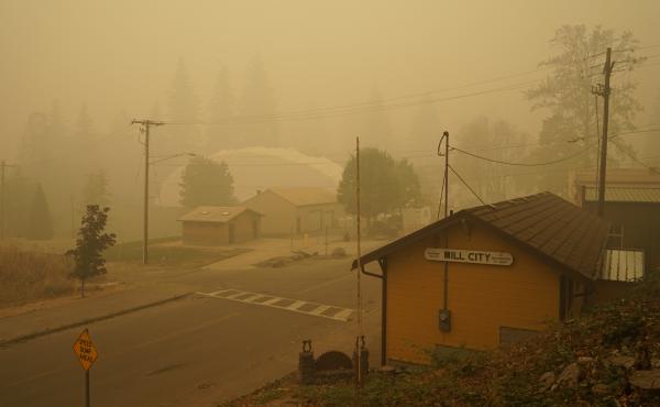 Smoke blankets Mill City, Oregon, which was evacuated for days following the nearby Beachie Creek Fire. Smoke blankets Mill City, Oregon, which was evacuated for days following the nearby Beachie Creek Fire.