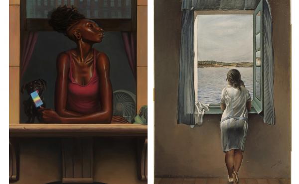 NPR asked our audience to find inspiration in — and then write an ekphrastic poem about — two paintings: Heat Wave by Kadir Nelson (left) and Young Woman At A Window by Salvador Dali. NPR asked our audience to find inspiration in — and then write an ekphrastic poem about — two paintings: Heat Wave by Kadir Nelson (left) and Young Woman At A Window by Salvador Dali.