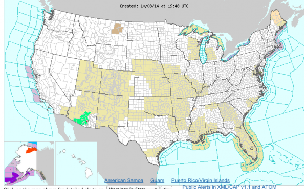 A map showing a good weather across most of the United States. A map showing a good weather across most of the United States.