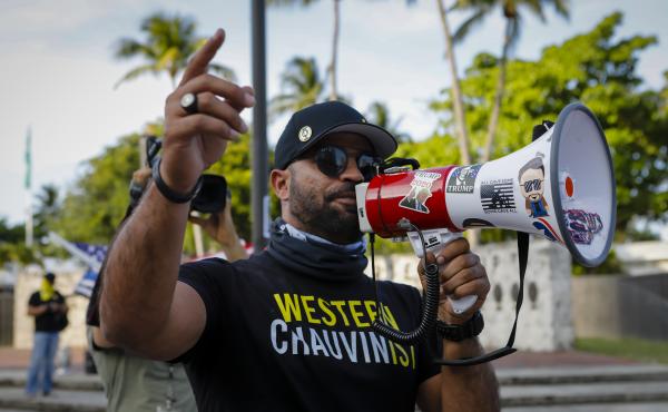 "My goal for this year ... was simple," Proud Boys Chairman Enrique Tarrio tells NPR. "Start getting more involved in local politics." "My goal for this year ... was simple," Proud Boys Chairman Enrique Tarrio tells NPR. "Start getting more involved in local politics."