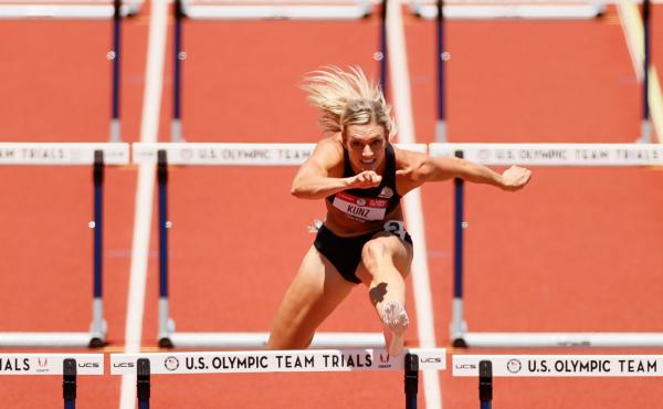 Annie Kunz in the women's heptathlon 100-meter hurdles during the Olympic trials in Eugene, Ore., in June. Building her training regimen around recent findings from sex-specific sports medicine research has made a difference in her performance, says Kunz, Annie Kunz in the women's heptathlon 100-meter hurdles during the Olympic trials in Eugene, Ore., in June. Building her training regimen around recent findings from sex-specific sports medicine research has made a difference in her performance, says Kunz,