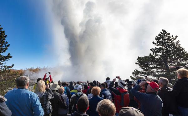 Steamboat Geyser at Yellowstone National Park erupts on Sept. 17, 2018. Steamboat Geyser at Yellowstone National Park erupts on Sept. 17, 2018.