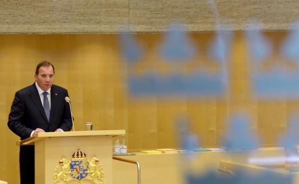 Swedish Prime Minister Stefan Lofven announces his new government during a Parliament session in the capital, Stockholm, on Friday. Swedish Prime Minister Stefan Lofven announces his new government during a Parliament session in the capital, Stockholm, on Friday.