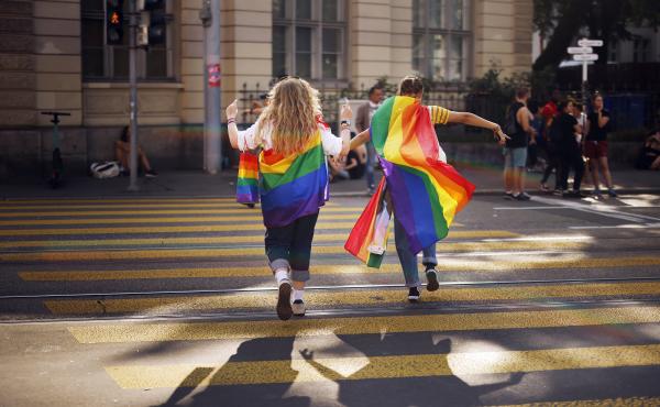 In this Saturday, Sept. 4, 2021 file photo, people take part in the Zurich Pride parade in Switzerland. Swiss voters will wrap up a referendum on Sept. 26, 2021, to decide whether to allow same-sex marriage. In this Saturday, Sept. 4, 2021 file photo, people take part in the Zurich Pride parade in Switzerland. Swiss voters will wrap up a referendum on Sept. 26, 2021, to decide whether to allow same-sex marriage.