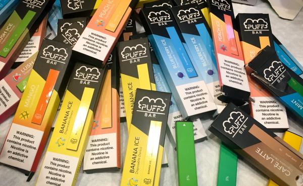 Disposable vapes may be hotter than Juul among kids, according to researcher Bonnie Halpern-Felsher. She received a bag of vape pens recently confiscated by a high school principal in northern California, with flavors like Banana Ice and Cool Mint. Disposable vapes may be hotter than Juul among kids, according to researcher Bonnie Halpern-Felsher. She received a bag of vape pens recently confiscated by a high school principal in northern California, with flavors like Banana Ice and Cool Mint.
