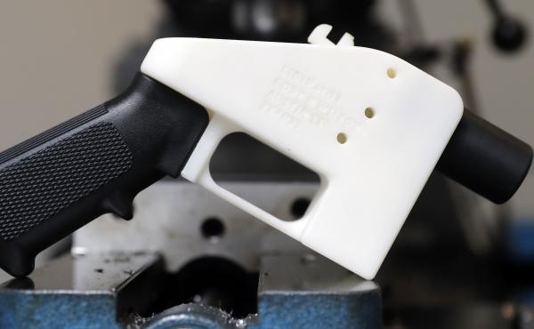 A 3D-printed gun called the Liberator. A man was sentenced to eight years in prison Wednesday for violating a court order after he printed his own 3D gun. A 3D-printed gun called the Liberator. A man was sentenced to eight years in prison Wednesday for violating a court order after he printed his own 3D gun.