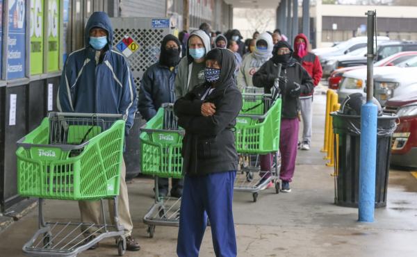 Texas officials are reporting businesses are hiking up prices for food, water, and hotel rooms following a winter storm that walloped Texas this week. This is as residents wait in long lines at grocery stores and face food and water shortages. Texas officials are reporting businesses are hiking up prices for food, water, and hotel rooms following a winter storm that walloped Texas this week. This is as residents wait in long lines at grocery stores and face food and water shortages.