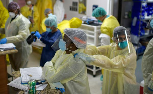 Health care workers at the Covid-19 Unit at United Memorial Medical Center in Houston on July 2. Health care workers at the Covid-19 Unit at United Memorial Medical Center in Houston on July 2.