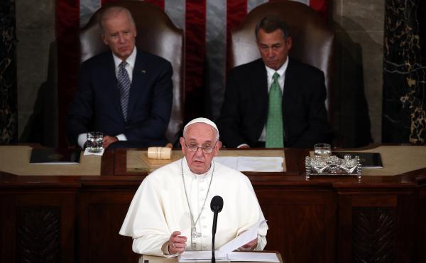 Pope Francis speaks in the House Chamber of the U.S. Capitol on Thursday. He is the first pope to address a joint meeting of Congress. Pope Francis speaks in the House Chamber of the U.S. Capitol on Thursday. He is the first pope to address a joint meeting of Congress.