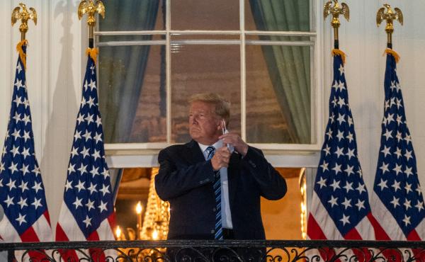 According to one new account of the Trump presidency, even telling the story of Donald Trump's COVID-19 diagnosis was difficult due to the chaos in the White House. Here, Trump removes his mask after being discharged from the Walter Reed National Military According to one new account of the Trump presidency, even telling the story of Donald Trump's COVID-19 diagnosis was difficult due to the chaos in the White House. Here, Trump removes his mask after being discharged from the Walter Reed National Military