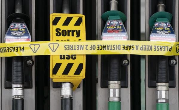 At petrol station in Manchester, England is tapped out on Tuesday. In greater London, however, the vast majority of service stations remained dry for yet another day. At petrol station in Manchester, England is tapped out on Tuesday. In greater London, however, the vast majority of service stations remained dry for yet another day.