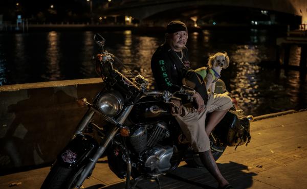 Suchart Prasomsu, 53, leads a rescue team of 30 volunteers in Bangkok, using his Harley to get to car crashes and crime scenes. Since the start of the pandemic, they've also been called on to try and keep people from killing themselves. Suchart Prasomsu, 53, leads a rescue team of 30 volunteers in Bangkok, using his Harley to get to car crashes and crime scenes. Since the start of the pandemic, they've also been called on to try and keep people from killing themselves.