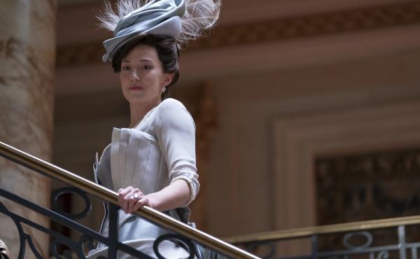 Carrie Coon plays Bertha Russell in HBO's The Gilded Age. Carrie Coon plays Bertha Russell in HBO's The Gilded Age.