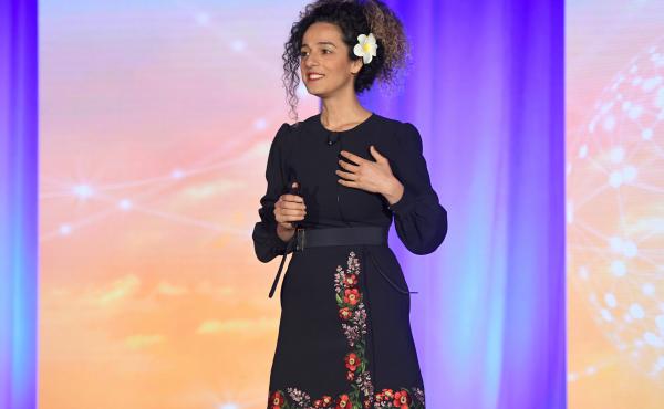 Masih Alinejad speaks onstage during a conference hosted by Women In Cable Television on Oct. 16, 2018, in New York City. Masih Alinejad speaks onstage during a conference hosted by Women In Cable Television on Oct. 16, 2018, in New York City.