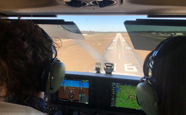 Pilot training is some of the most rigorous of all modes of transportation. Elizabeth White (L) practices landings with instructor Megan Brown at the airport in Auburn, Ala. Pilot training is some of the most rigorous of all modes of transportation. Elizabeth White (L) practices landings with instructor Megan Brown at the airport in Auburn, Ala.